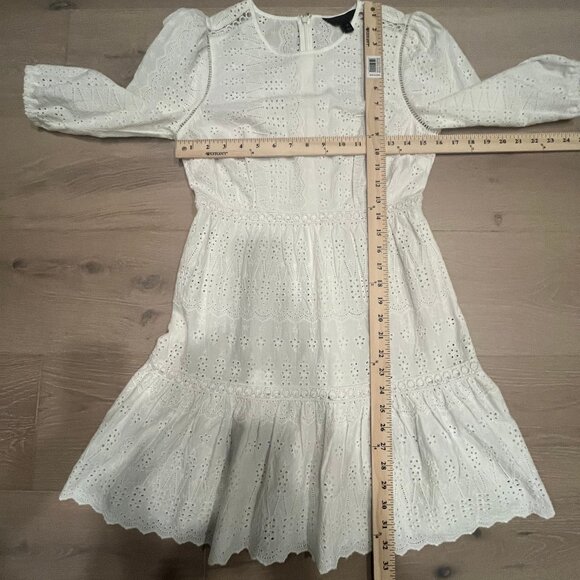 J. Crew Petite White Eyelet Flutter Hem Dress - Picture 5 of 6